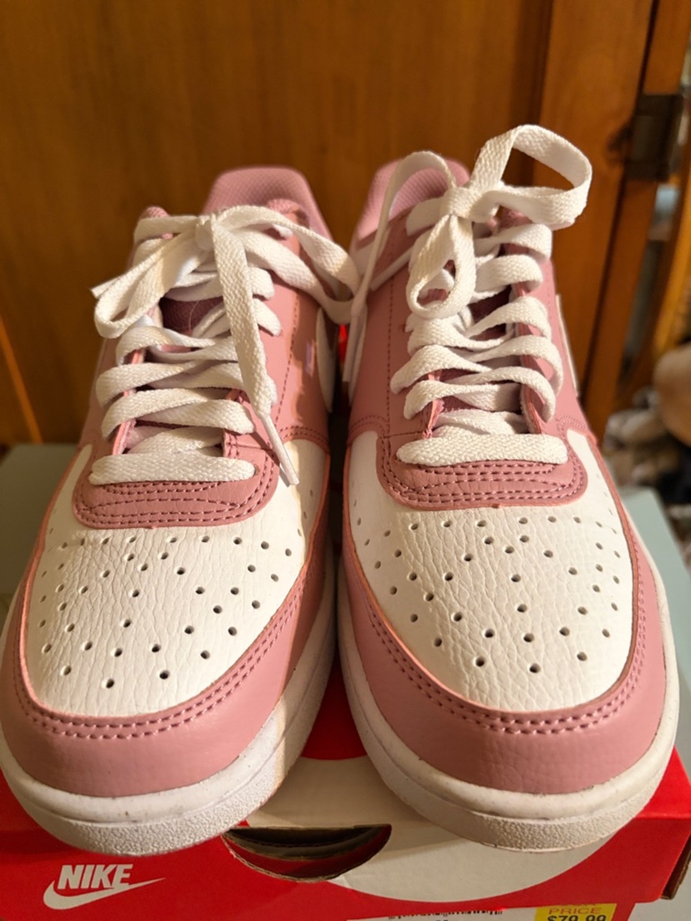 Nike Women's Pink and White Low-Top Athletic Sneakers - Picture 3 of 4